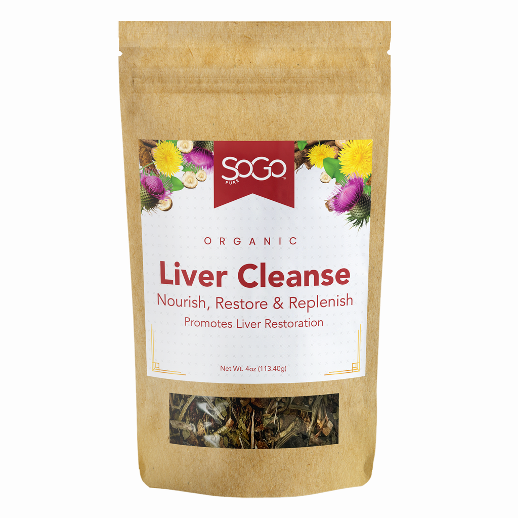 SoGo Pure Liver Cleanse Tea - Nourish, Restore & Replenish 4oz bag with white background