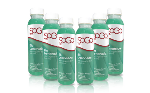 A citrus forward, plant-based lemonade infused with blue spirulina and basil. Naturally sweetened for a vibrant, refreshing boost.  Looking for a refreshing pick-me-up? Blu Lemonade is a vibrant, tangy-sweet citrus blend made with lemon, lime, orange, and a touch of organic cane sugar for that classic lemonade feel, elevated.
We added a hint of basil for digestive support and a splash of blue spirulina for a nutrient-rich twist. The result? A bright, feel-good lemonade that tastes as joyful as it looks.

