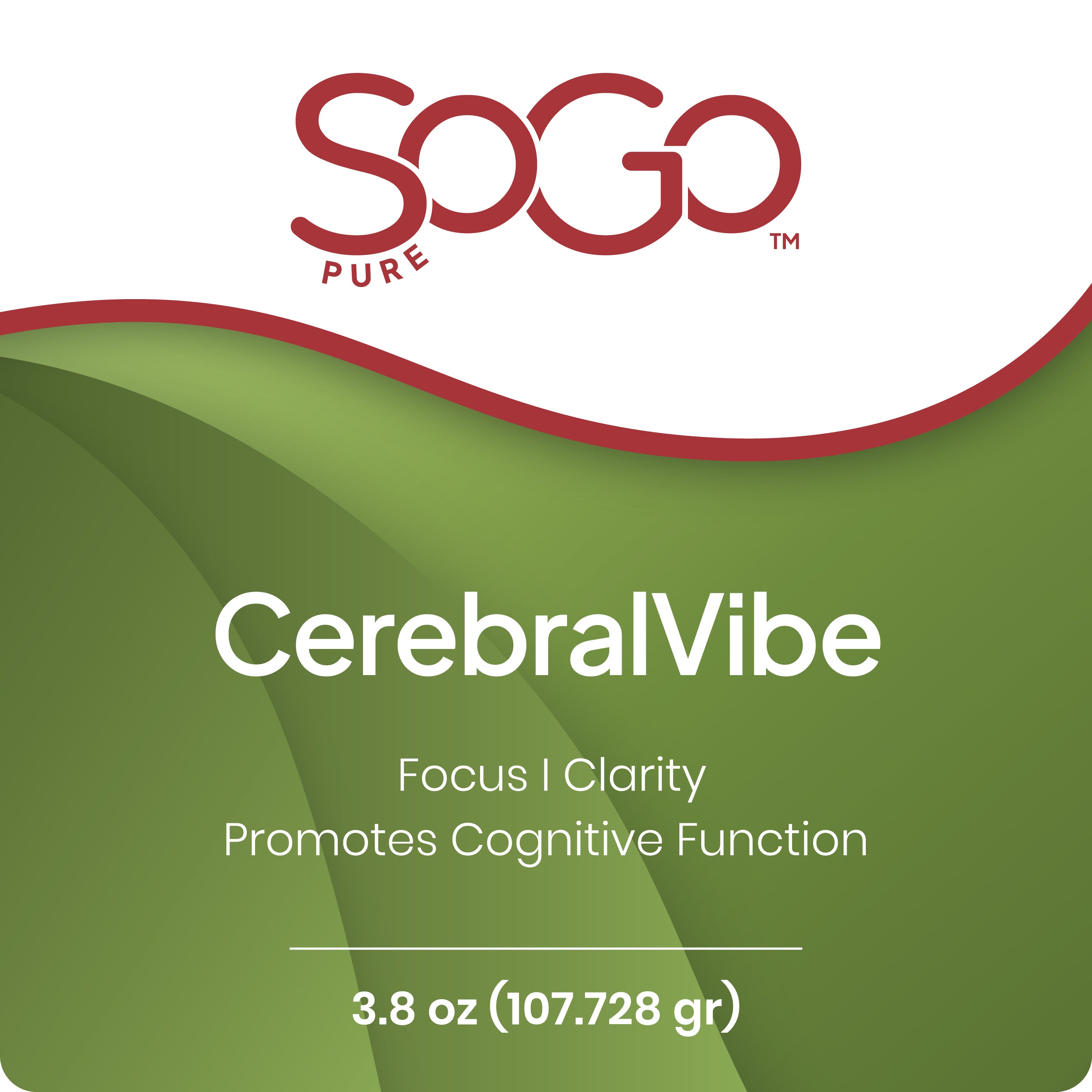 Cerebaral Vibe Superfood Powder Enhancer for focus Clarity Promotes Cognitive Function 3.8 ozs front label