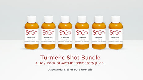 SoGo Turmeric Shot Bundle 3 day pack of Anti-Inflammatory juice. A powerful kick of pure turmeric