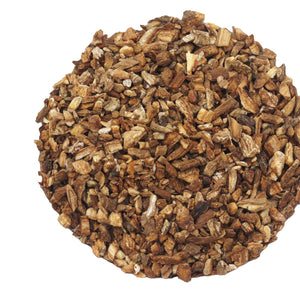 Burdock Root herbal tea with a white background