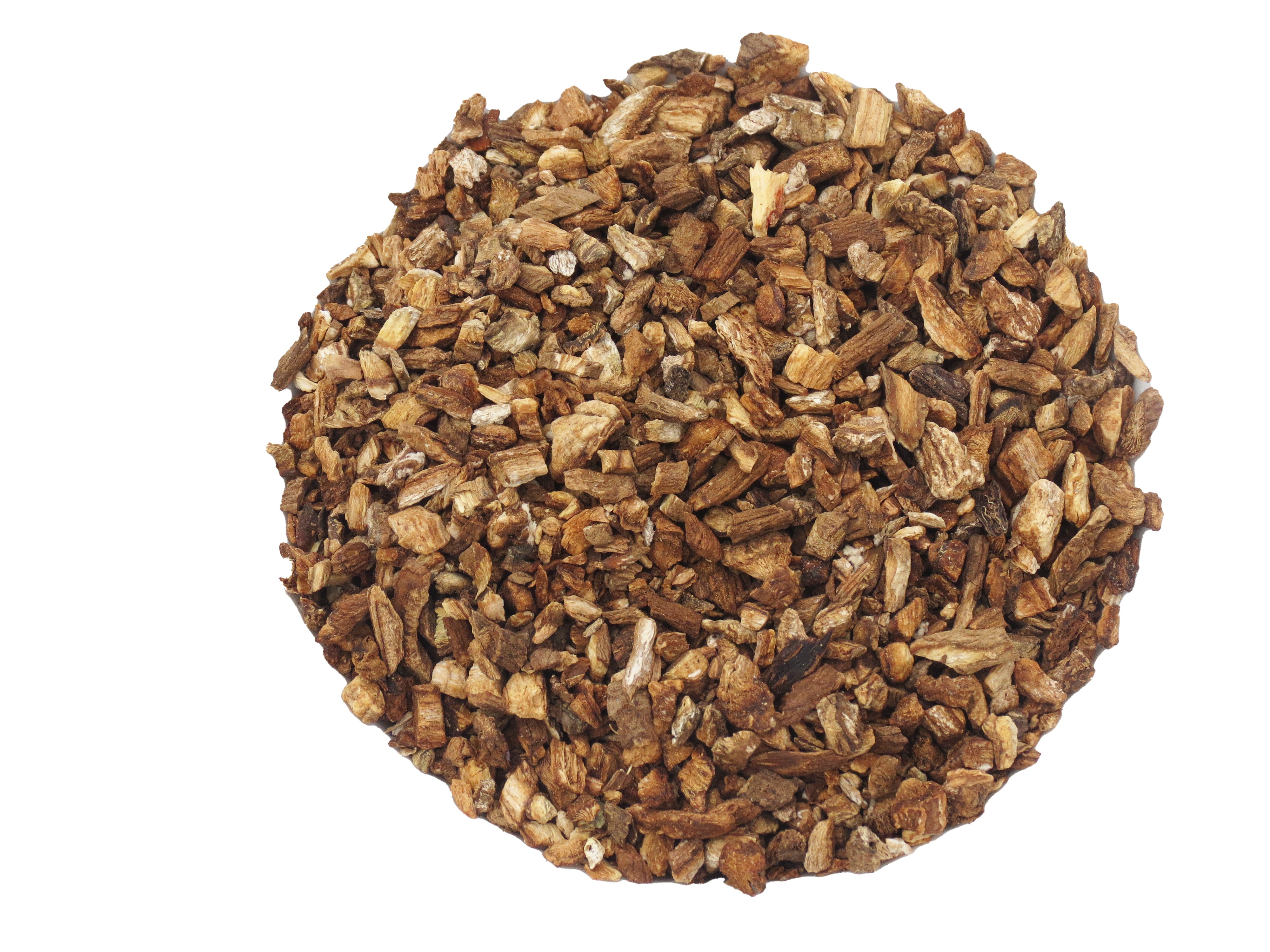Burdock Root herbal tea with a white background