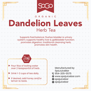 SoGo Organic Dandelion Leaves Herbal Tea back label